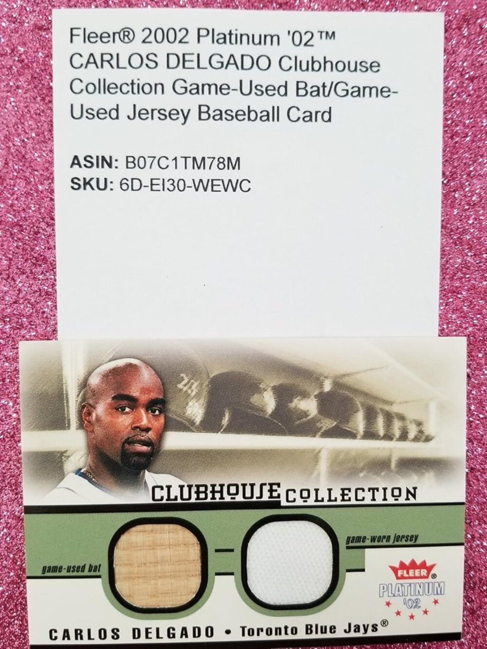 2002 Fleer® CARLOS DELGADO Platinum '02™ Clubhouse Collection Game-Used Bat/Game